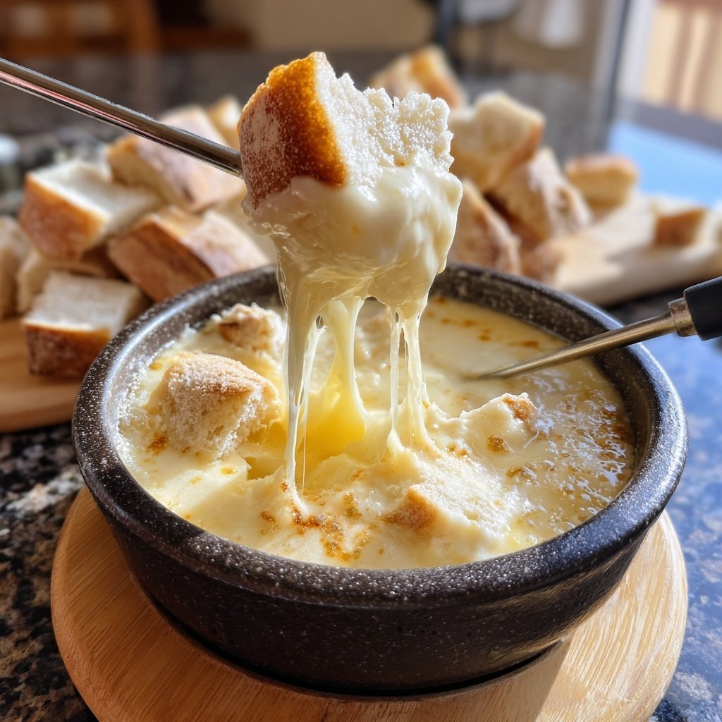 Fondue with Beer and Swiss Cheese