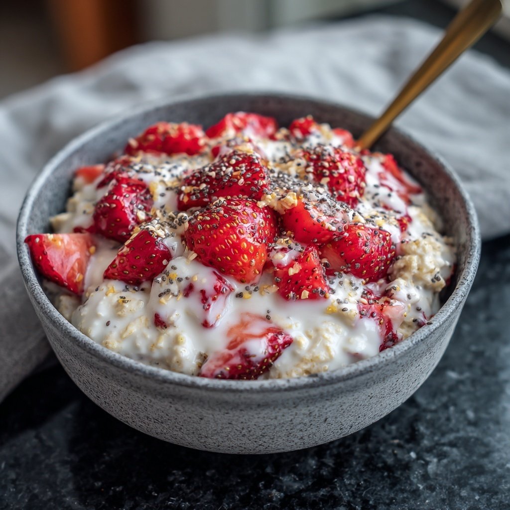 Strawberry Overnight Oats With Yogurt