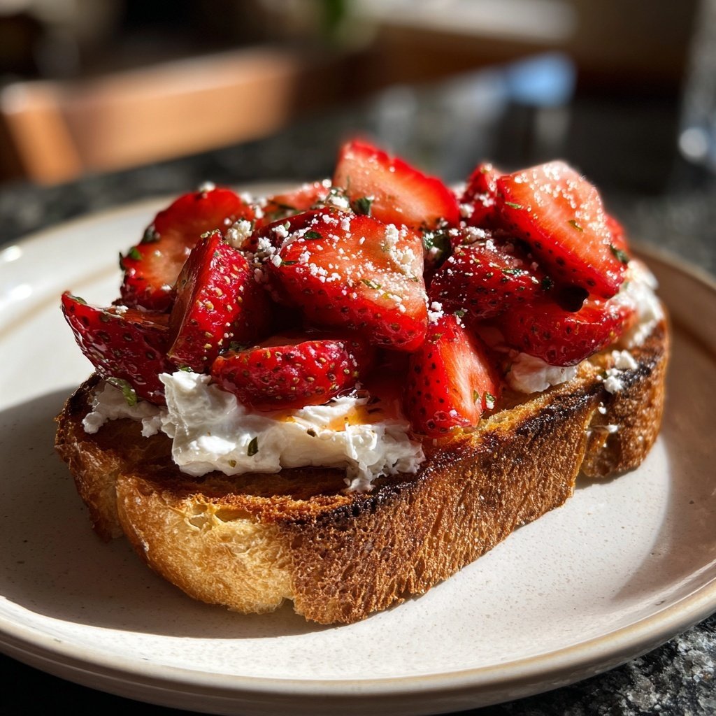 Bruschetta with Strawberries and Cream Cheese