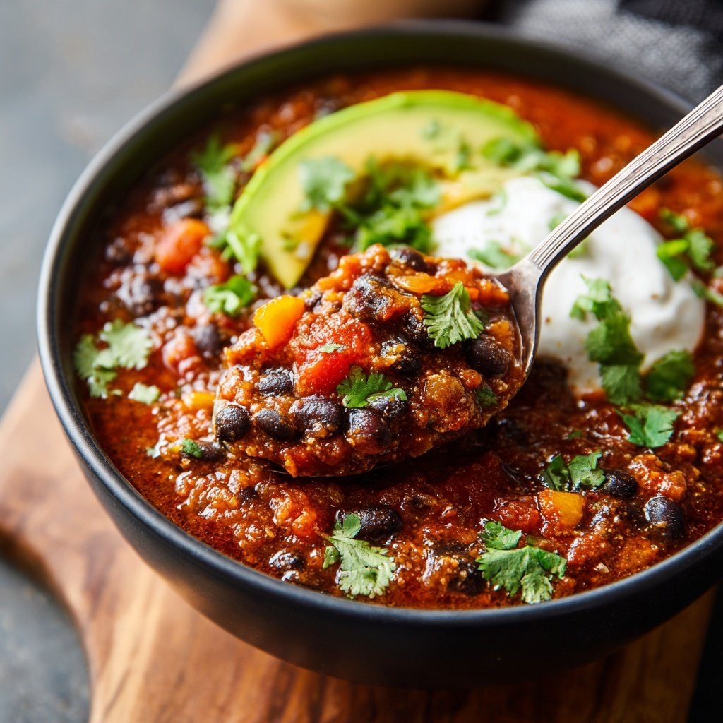 Healthy Crockpot Black Bean Chili