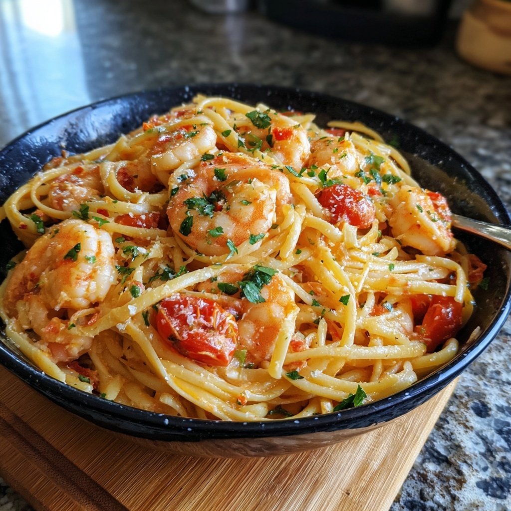 Shrimp And Tomato Cream Pasta