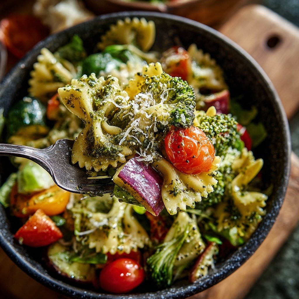 Healthy Lunch Pesto Pasta Salad