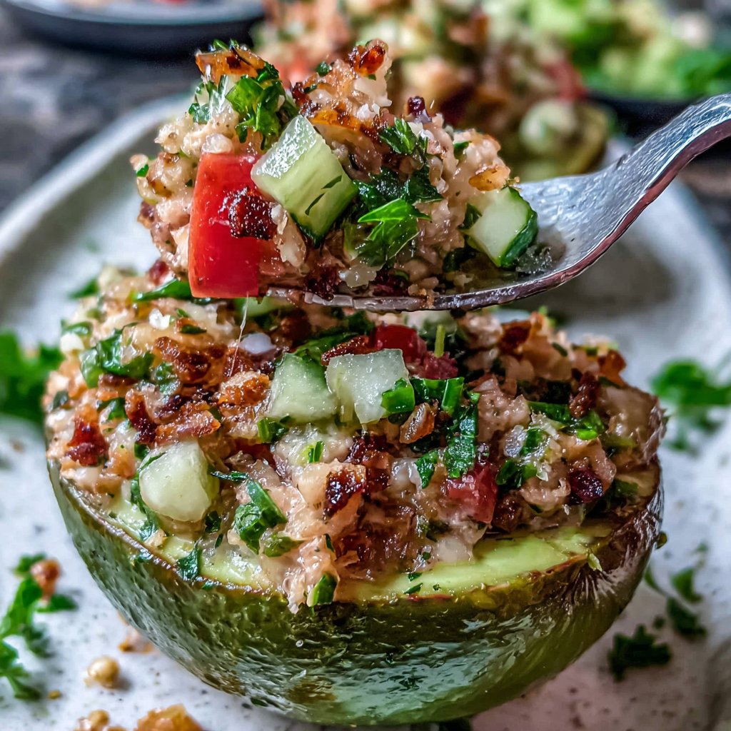 Mediterranean Tuna Stuffed Avocados