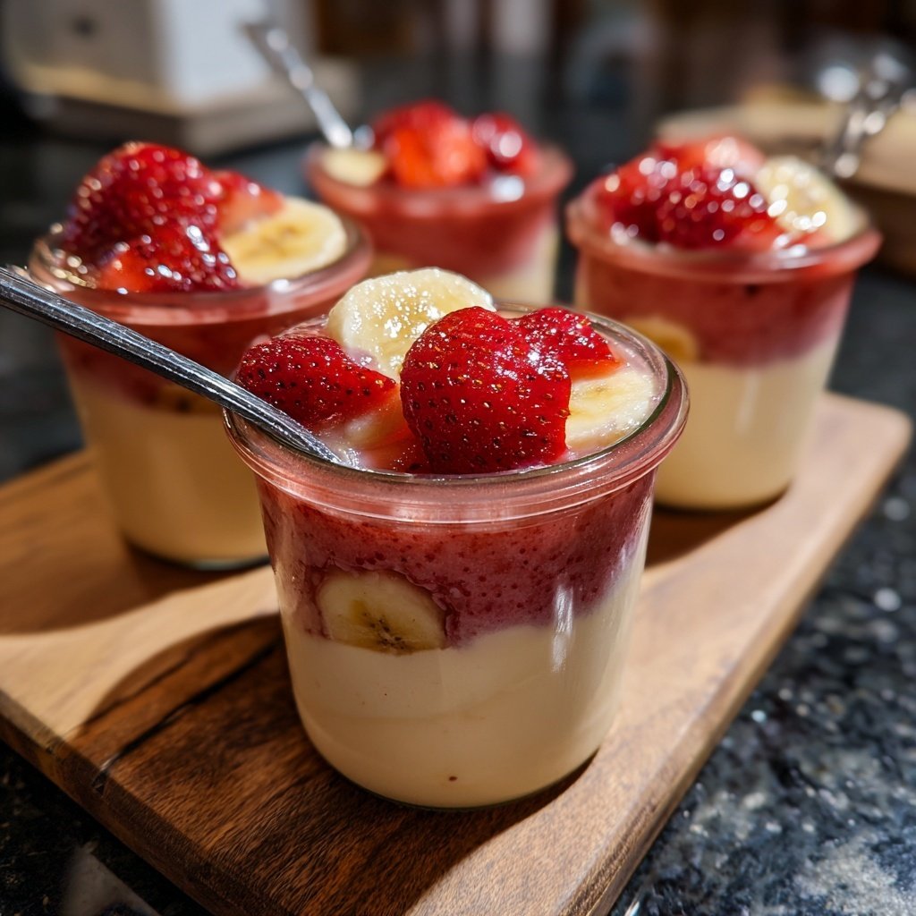 Strawberry Banana Yogurt Pots