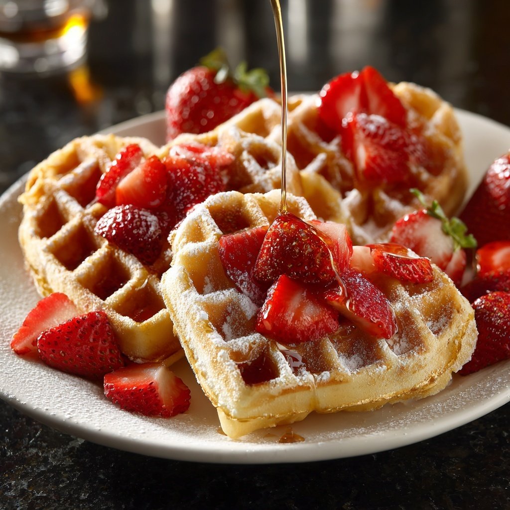 Valentines Breakfast Strawberry Waffles