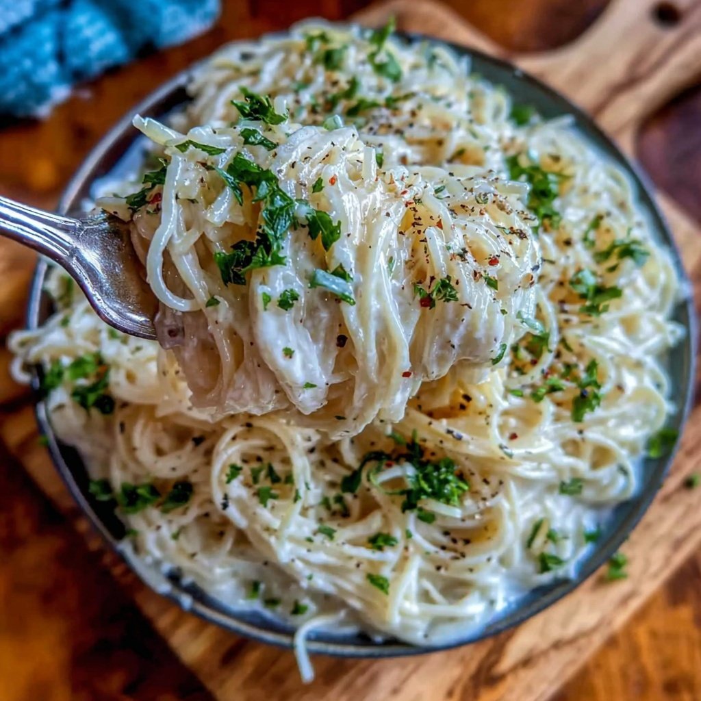 Angel Hair Pasta With Alfredo Sauce